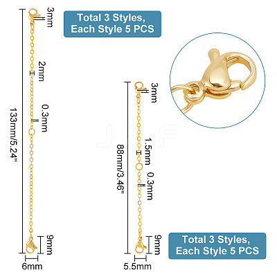 30Pcs 6 Styles Double 304 Stainless Steel Lobster Claw Clasps STAS-PH0004-97-1