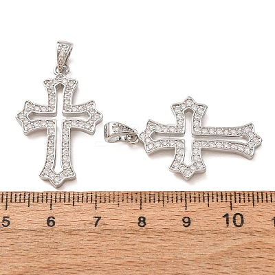 Brass Micro Pave Clear Cubic Zirconia Pendants CU-CBA1321-01P-1