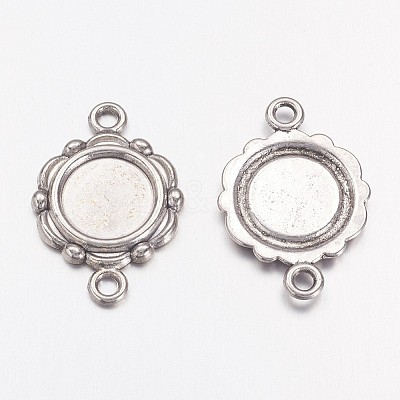 Tibetan Style Link Cabochon Bezel Settings TIBEP-0578-S-FF-1