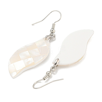 Rack Plating Brass Natural White Shell Dangle Earrings EJEW-N055-52H-1