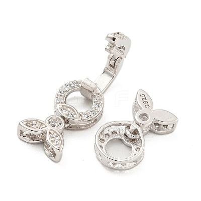 925 Sterling Silver Micro Pave Clear Cubic Zirconia Fold Over Clasps STER-U001-17P-1