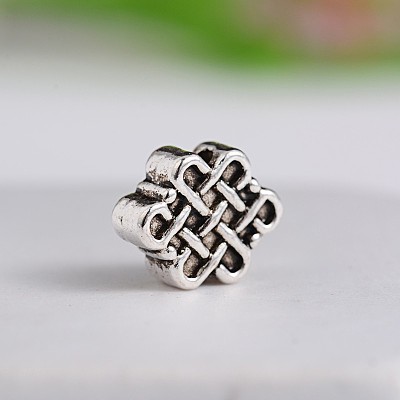 Tibetan Style Chinese Knot Zinc Alloy Beads X-TIBEB-M028-06AS-1