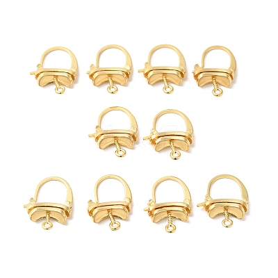 Brass Oval Hoop Earring Findings with Latch Back Closure KK-G434-04G-1