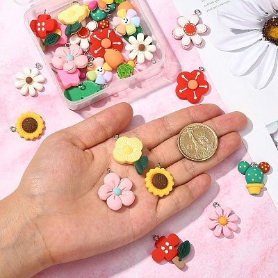 28Pcs 14 Styles Opaque Resin Pendants RESI-CJ0002-54-1