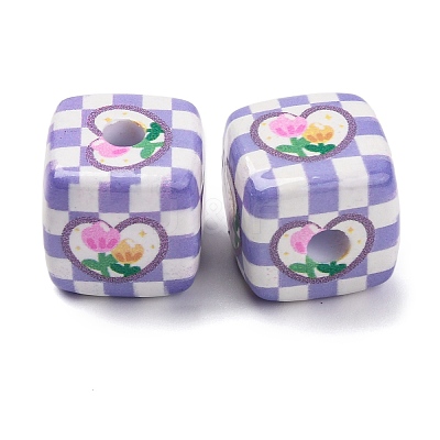Printed Opaque Acrylic Beads SACR-A009-01B-1