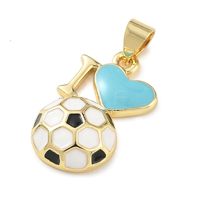 Football Theme Brass Enamel Pendants KK-A303-01B-G03-1