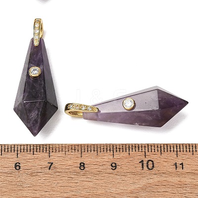 Natural Amethyst Beaded European Dangle Charms GG-CBA9389-03J-1