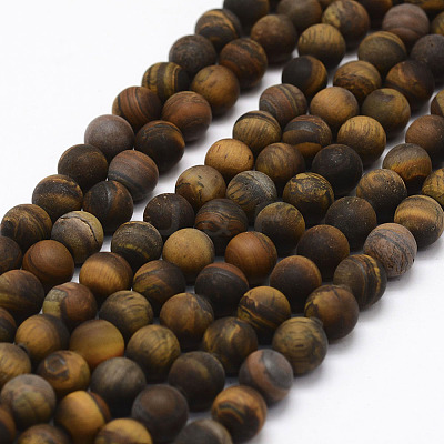 Frosted Natural Tiger Eye Beads Strands X-G-F364-18-8mm-1