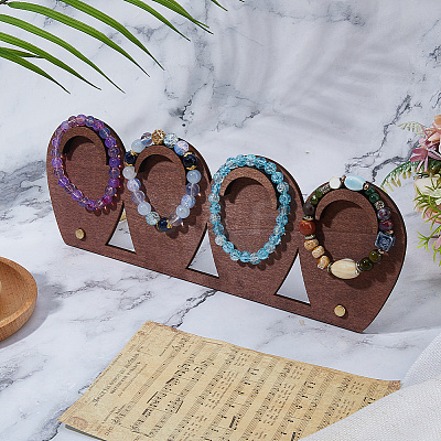 Teardrop Shaped Wood Bracelet Organizer Display Stands ODIS-WH0099-132A-1