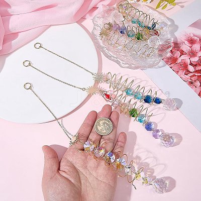 6Pcs 3 Styles Glass Teardrop Window Hanging Suncatchers HJEW-BM0001-48-1