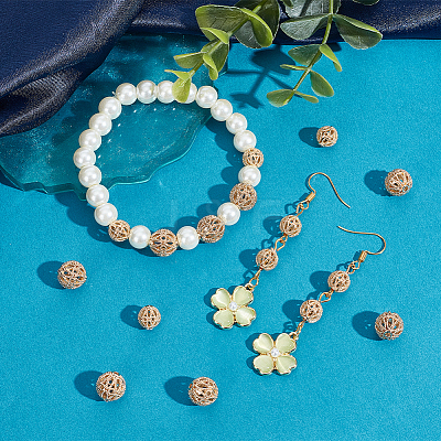 20Pcs 2 Style Brass Hollow Beads KK-PH0009-41-1