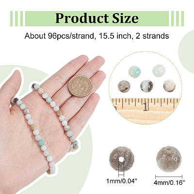 2 Strands Natural Frosted Flower Amazonite Round Beads Strands G-NB0004-44-1