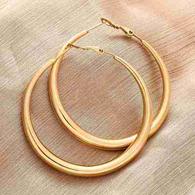 304 Stainless Steel Hoop Earrings EJEW-Z093-01G-01-1