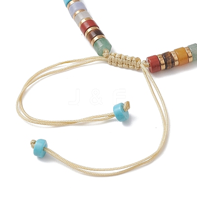 Natural & Synthetic Mixed Gemstone Disc Beads Braided Bead Bracelets for Women Men BJEW-JB13333-1