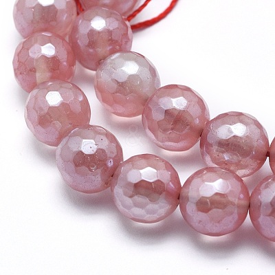 Electroplated Cherry Quartz Glass Beads Strands G-O164-04-10mm-1