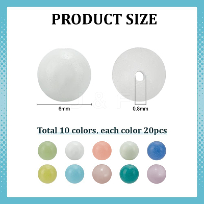 200Pcs 10 Colors Synthetic Luminous Stone Beads Strands G-PH0003-32-1