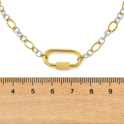 5MM Two Tone 304 Stainless Steel Textured Figaro Chain Necklaces NJEW-JN06466-02-1