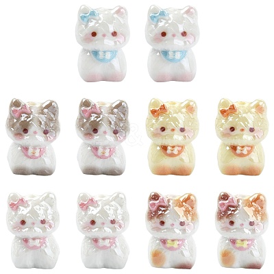 10Pcs 5 Colors Electroplate Opaque Resin Beads RESI-CJZ0001-12-1