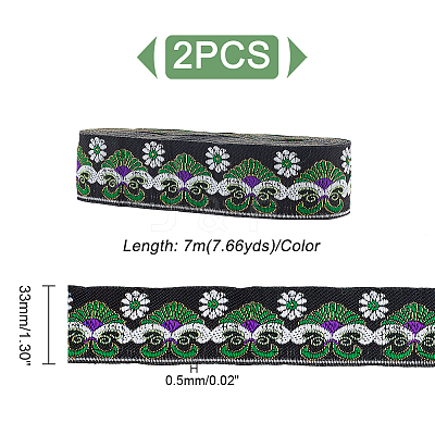 Ethnic Style Embroidery Polyester Ribbons OCOR-WH0070-10D-02-1