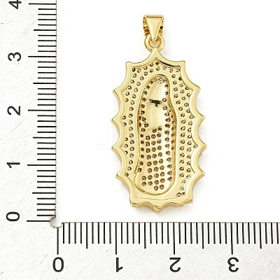 Virgin Mary Theme Rack Plating Brass Micro Pave Clear Cubic Zirconia Pendants KK-Z067-06G-04-1