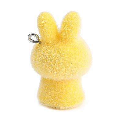 Animal Theme Flocky Resin Pendants RESI-M051-01G-1