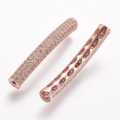 Brass Micro Pave Cubic Zirconia Tube Beads ZIRC-N025-60-1
