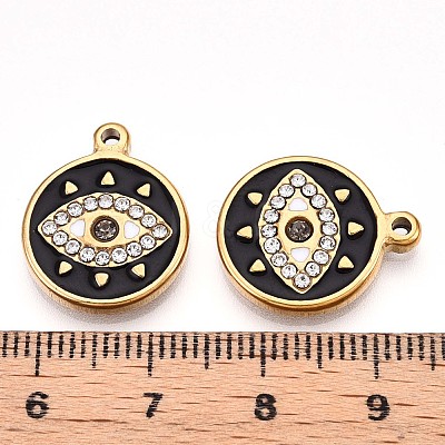 304 Stainless Steel Enamel Rhinestone Pendants STAS-T064-50B-1