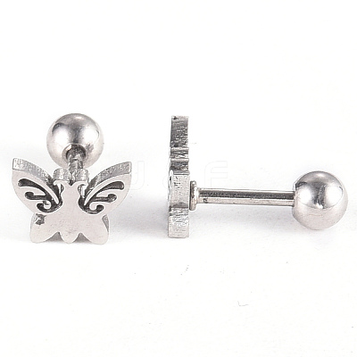 Tarnish Resistant 201 Stainless Steel Barbell Cartilage Earrings LS-EJEW-R147-20-1