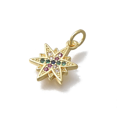 Brass Micro Pave Cubic Zirconia Snaowflake Charms KK-D431-041C-G-1