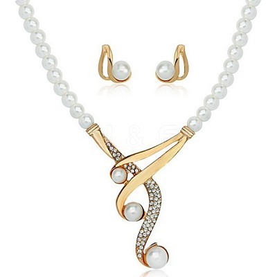Alloy Rhinestones Earrings & Pendant Necklaces Sets for Women FS-WGC4FAA-01-1