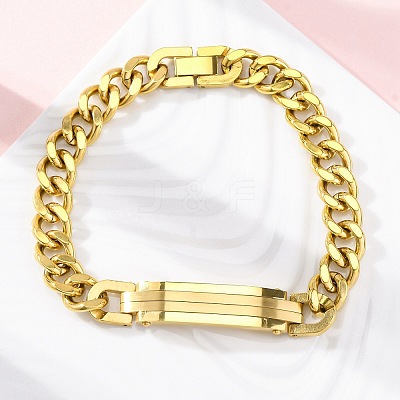 304 Stainless Steel Cuban Link Chain Bracelets for Women Men BJEW-R018-01G-1