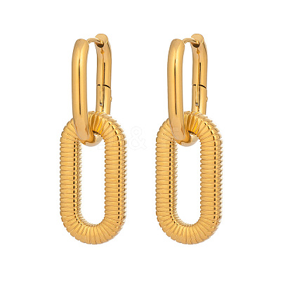 304 Stainless Steel Hollow Oval Hoop Earrings LU1648-1