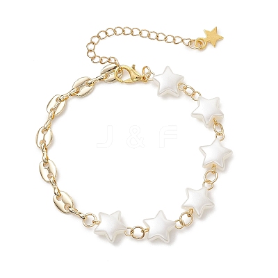 ABS Plastic Imitation Pearl Link Chain Bracelets BJEW-JB13093-1