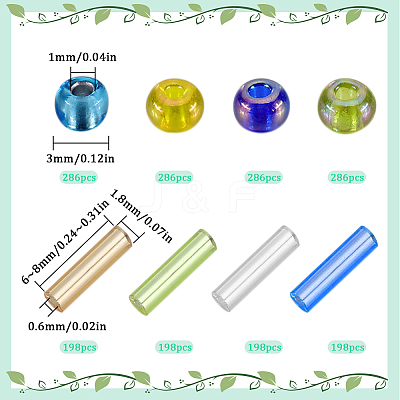 8 Style Round Glass Seed & Round Bugle Beads SEED-SC0001-40-1