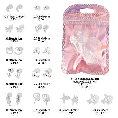 2 Pairs Alloy Stud Earrings for Women EJEW-FS0001-27G-1