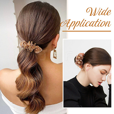 2Pcs 2 Colors Chic Solid Color French Satin Pigtail Hair Tie for Elegant Hairstyles OHAR-TA0001-10C-1