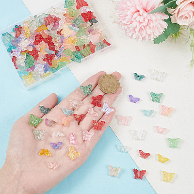 200Pcs 20 Style Transparent Spray Painted Glass Beads GLAA-PH0002-74-1