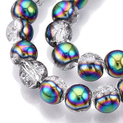 Electroplated Crackle Glass Beads Strands EGLA-N014-6mm-06-1