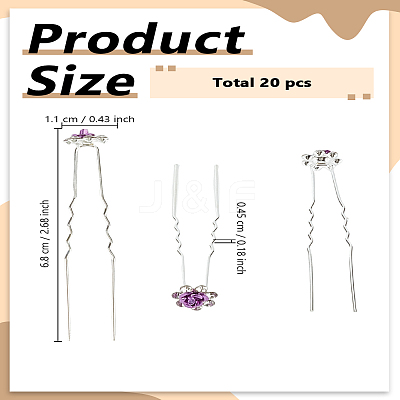 20Pcs Alloy Hair Forks OHAR-LP0004-06-1