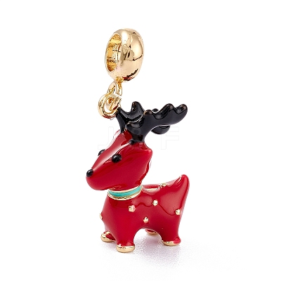Brass Enamel European Dangle Charms KK-P201-37G-1