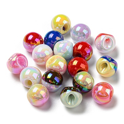 UV Plating Rainbow Iridescent Opaque Acrylic Beads MACR-D081-05-1