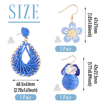 3 Pairs 3 Styles Earrring Sets EJEW-TA000-70C-1