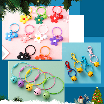 48Pcs 12 Colors Baking Paint Iron Bell Pendants IFIN-NB0001-43-1