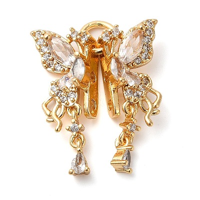 Brass Micro Pave Cubic Zirconia Slide Charms KK-G503-37G-03-1