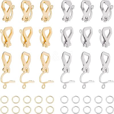 20Pcs 2 Color 304 Stainless Steel Clip-on Earring Findings STAS-UN0038-43-1