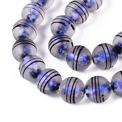 Frosted Handmade Foil Glass Beads Strands FOIL-Q002-02A-1