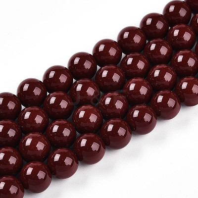 Baking Paint Pearlized Glass Pearl Bead Strands HY-N002-8mm-D01-1