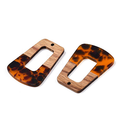 Transparent Resin & Walnut Wood Pendants RESI-TAC0017-72-B01-1