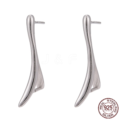 Anti-Tarnish Rhodium Plated 925 Sterling Silver Stud Earring Findings STER-F048-36P-1