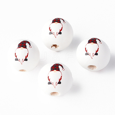 Painted Natural Wood Round Beads X1-WOOD-N006-180C-1